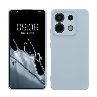 Abbildung von kwmobile Handyhülle kompatibel mit Xiaomi Redmi Note 13 Pro 5G / Poco X6 Hülle Handy Case aus weichem Silikon in Hellblau matt