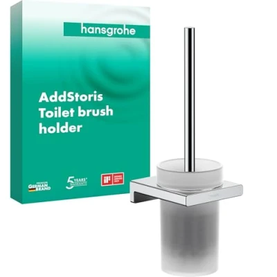 Abbildung von hansgrohe WC Reinigungsbürste &quot;AddStoris&quot;, aus Metall Glas, Wandmontage