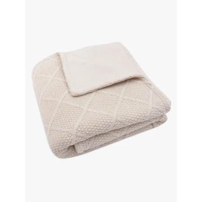 Abbildung von Jollein Babydecke Check Knit, Oatmeal Teddy Fleece 75x100cm 60% Baumwolle, 40% Acryl, Innenseite 100% Polyester Für Babywiege 2.0 TOG OEKO TEX Zertifiziert Strickmuster
