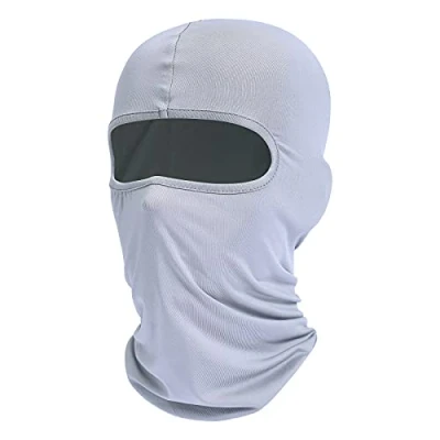 Abbildung von fuinloth Sturmhauben, Gesichtshaube, Skimaske, Hals Gaiter, UV Schutz, Motorrad und Fahrrad Gesichtsmaske, Balaclavas für Herren/Damen Hellgrau