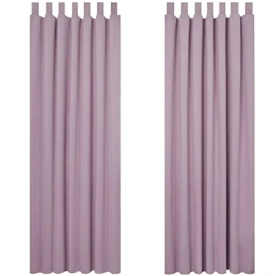 Abbildung von Deconovo Set mit 2 Vorhängen, Blickdicht, Thermisch, gegen Kälte, Schlaufen, Wohnzimmer, Design, 140 x 290 cm, Hellrosa, Vorhänge für Schlafzimmer