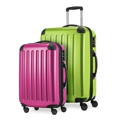 Abbildung von HAUPTSTADTKOFFER Alex 2er Kofferset Hartschale glänzend, mittelgrosser Koffer 65 cm + Handgepäck 55 cm, 74 42 Liter, TSA, Apfelgrün magenta