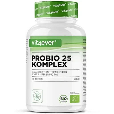 Abbildung von Probio 25 Kulturen Komplex mit 32 Mrd Milchsäurebakterien &amp; Bakterienstämmen + Bio Inulin je Tagesdosis 180 magensaftresistente Kapseln Hochdosiert Vegan