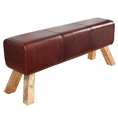 Abbildung von riess ambiente Sitzbank TURNBOCK 120cm braun / natur, mit Echtleder Bezug