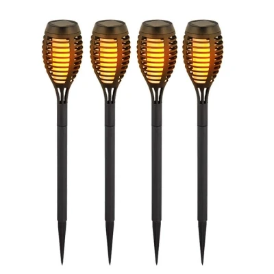 Abbildung von V TAC LED Solarleuchte, Leuchtmittel fest verbaut, Warmweiß, 4er Set Solar Fackeln Garten Außen Deko Leuchten Terrassen