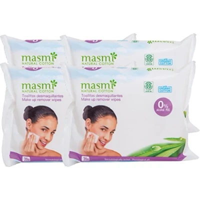 Abbildung von MASMI NATURAL COTTON Bio Make Up Reinigungstücher, 4er Pack(4 x 20 Stück)