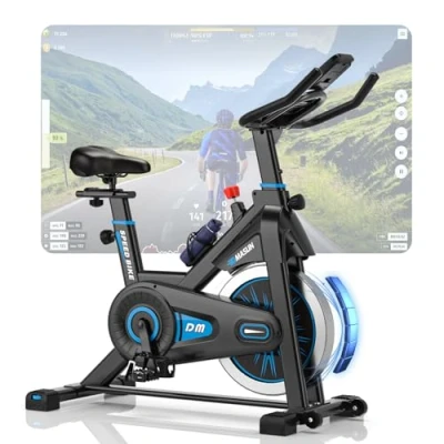 Abbildung von Heimtrainer Fahrrad, DMASUN Hometrainer Fahrrad mit Magnetischem Widerstand, Leise &amp; Stabil, Ergometer App Kompatibel LCD Monitor, Verbessertes Indoor Fitnessbike für zuhause, 180Kg Belastbar