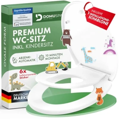 Abbildung von DomuSPA Toilettendeckel WC Sitz mit Absenkautomatik antibakterieller Toilettensitz Kinder + Quick Release Funktion Klodeckel Kindereinsatz