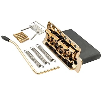 Abbildung von Wilkinson WVC SB 54mm 6 Loch Strat Tremolo Steg Gitarre Bridge mit Vintage Stahl Saitenreiter Voller Solid Stahlblock für USA und Japan Strat, Gold