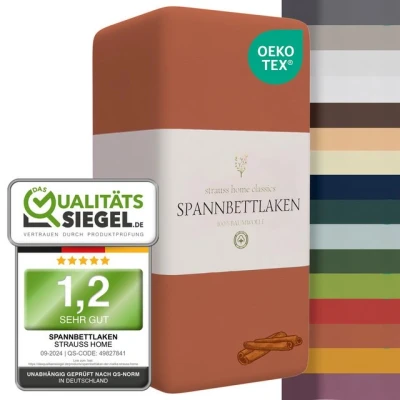 Abbildung von Strauss Home Spannbettlaken Premium, Gummizug: Rundumgummi, 150gr/m2 Premium Jersey 100% Baumwolle