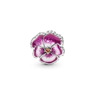 Abbildung von Pandora Bead Charm Damen 790777C01 Silber Stiefmütterchen Rosa