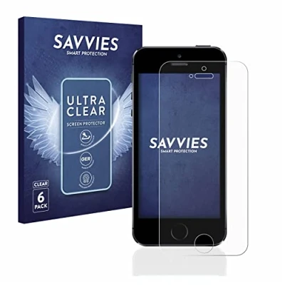 Abbildung von Savvies 6 Stück Schutzfolie für Apple iPhone 5 / 5S 5C SE 2016 Displayschutz Folie Ultra Transparent