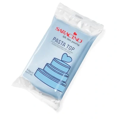 Abbildung von Saracino Top Zuckerpaste zum Überziehen von 1000 g Fondant, hergestellt in Italien, Farbe Babyblau
