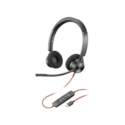 Abbildung von Plantronics Blackwire 3320 USB A (Poly) kabelgebundenes Zwei Ohr Headset (Stereo) mit Mikrofonarm Verbindung PC/Mac über Kompatibel Teams, Zoom und mehr