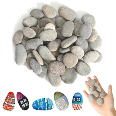 Abbildung von 40 Stücke Steine zum Bemalen, 1 3 CM gemalter Kieselsteine Glatte Bemalen Strand Kiesel, Kies Dekosteine Naturstein DIY Aquarium für Bunte Malerei Dekoration