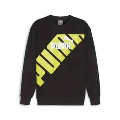 Abbildung von Puma Power Graphic CREW Sweatshirt, Herren, Größe: Small, Black/lime sheen