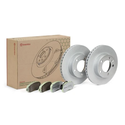 Abbildung von BREMBO KT 10 034 Bremsscheiben und beläge innenbelüftet ohne Zubehör mit Schrauben inkl. Verschleißwarnkontakt OPEL: Movano B Pritsche / Fahrgestell