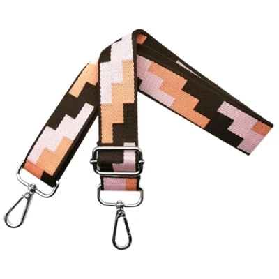 Abbildung von Taschengurte zum Wechseln Verstellbarer Schultergurt für Taschen, Taschengurt Breit 3.8 cm Schulterriemen mit Silber Karabiner Damen Tragegurt Schultertasche und Handtaschen, Kaffee Rosa, J7