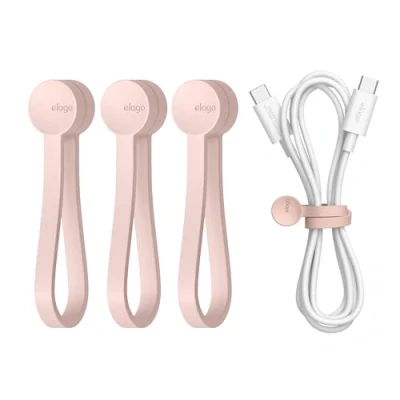 Abbildung von elago Wiederverwendbare Magnetische Kabelbinder, Hochwertiges Silikon, Vielseitiger Kabelorganisator für Zuhause, Küche, Büro, Reisen [3er Pack] (Lovely Rosa)