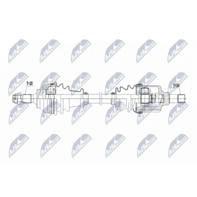 Abbildung von NTY NPW CT 153 Antriebswelle Vorderachse links 615mm CITROËN: Berlingo II, C4 I Grand Picasso, II Kastenwagen, PEUGEOT: Partner Tepee