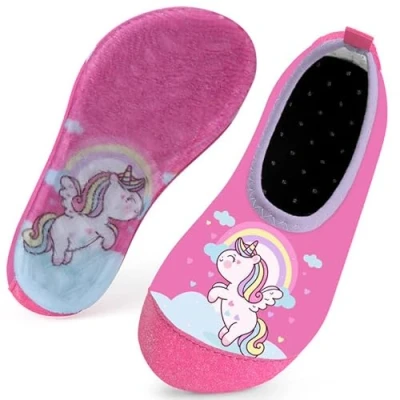Abbildung von Kinder Badeschuhe Schwimmschuhe Wasserschuhe Mädchen Baby Strandschuhe Aquaschuhe Schnell Trocknend für Beach Pool(DJS Rosa28/29)