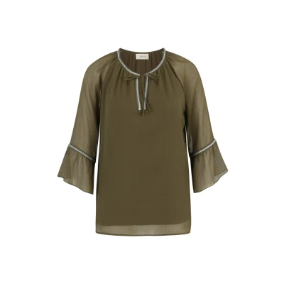 Abbildung von Cartoon MIT FLÜGELÄRMELN Bluse, Damen, Größe: 40, Ivy green