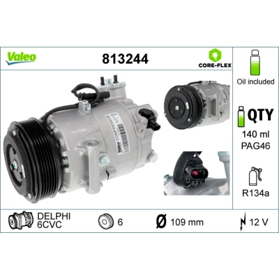 Abbildung von VALEO 813244 Kompressor 6CVC 12 PAG 46 R 134a mit Kompressoröl OPEL: Astra J Sports Tourer, Schrägheck, Zafira C Tourer