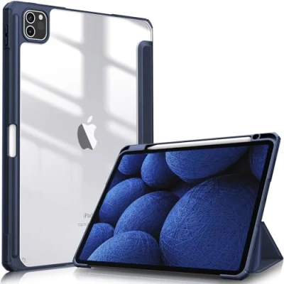 Abbildung von FINTIE Hybrid Hülle, kompatibel mit iPad Pro 11 Zoll (2022/2021/2020/2018, 4. / 3. 2. 1. Generation), ultradünn, stoßfest, transparent, Stifthalter, automatische Wake/Sleep Funktion,