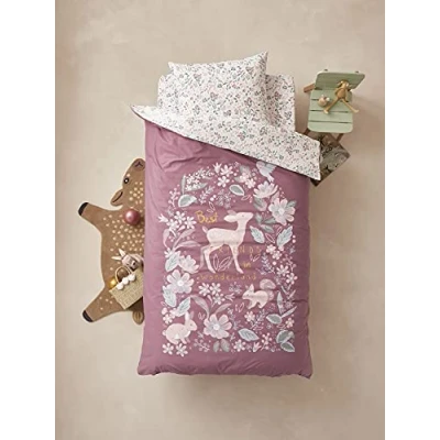 Abbildung von VERTBAUDET Kinder Bettwäsche Set,Wunderland&quot; pflaume 140X200 KISSEN 63X63
