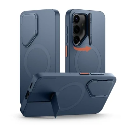 Abbildung von SURITCH Magnetisch Hülle Kompatibel mit Samsung Galaxy S25 5G Handyhülle Metall Ständer &amp; Kameraschutz Stoßfest Schutzhülle Kratzfest Case für (Blau)