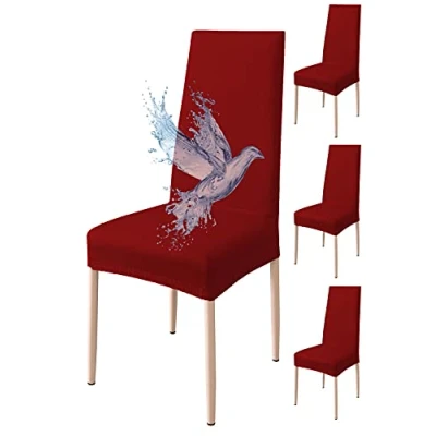 Abbildung von Poligino Stuhlhussen 4er Set Wasserdicht Stretch Universale Weich und Bequem, Stuhlbezug für Haus, Küche, Hochzeit, Restaurant, Party, Hotel, Zeremonie, Bankett Bordeaux