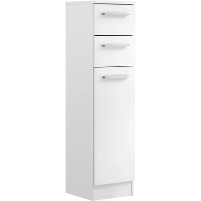 Abbildung von Saphir Unterschrank &quot;Quickset 335 Badschrank, 1 Wäschekippe, 2 Schubladen, 30 cm breit&quot;, Badezimmer Unterschrank, Weiß Glanz, Griffe in Chrom Glanz