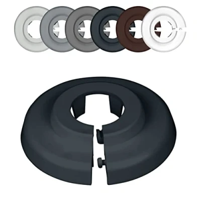 Abbildung von FUX 2 Stück Einzel Heizungsrohr Rosette, verschiedene Größen, Rohrabdeckung, Abdeckrosetten, Heizung, Verkleidung, Heizkörper Rosetten, Polypropylen in Sonderfarben (15mm, Anthrazitgrau RAL 7016)