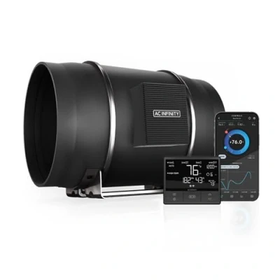 Abbildung von AC Infinity CLOUDLINE T10, leiser 10 Zoll Inline Kanalventilator mit Temperatur Feuchtigkeitsregler Abluftventilator für Heizungskühlverstärker, Zelte, Hydroponik