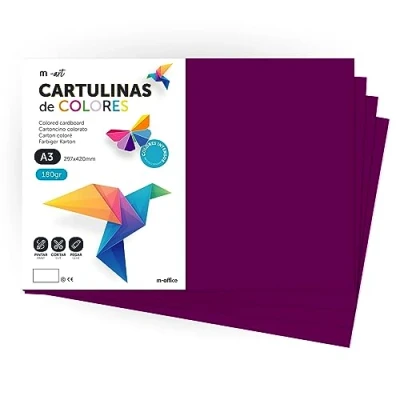 Abbildung von cartulina de Colores, A3, Folios colores 180gr, Bloc intensos, Ideal para Manualidades, Imprimir tus Documentos y Diseños Creativos · m office (50 Hojas, Morado)