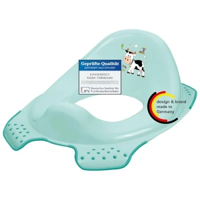 Abbildung von KiNDERWELT Töpfchen Premium Kinder Toilettensitz Funny Farm aquamarin, Anti Rutsch Funktion