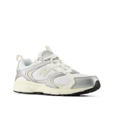 Abbildung von New Balance Herren 408 V1 Sneaker, Weiß/Leinen/Silbermetallic, 40 EU