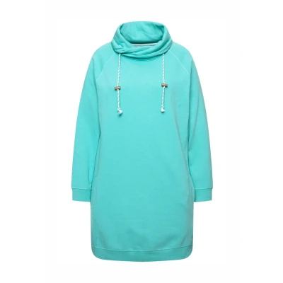 Abbildung von Ulla Popken Stehkragen Langarm Taschen Jerseykleid, Damen, Größe: 46/48, Mint green