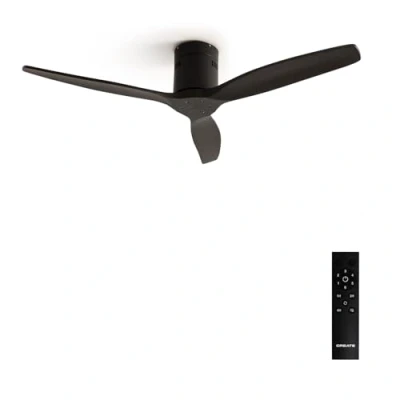 Abbildung von CREATE / WINDCALM/Deckenventilator Schwarz Hellesholzflügel mit Fernbedienung 40W, Leise, Ø132 cm, 6 Geschwindigkeiten, Timer von 1 bis 4 Std., DC Motor, Sommer Winterbetrieb