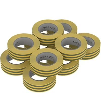 Abbildung von AUPROTEC 10x Isolierband gelb grün 15mm x 10m VDE Isoband PVC Elektriker Klebeband DIN EN 60454 3 1