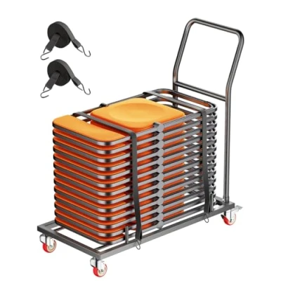 Abbildung von VEVOR Klappstuhlständer Stuhlwagen 25 Stühle 136kg L Form 1080x508x1090mm