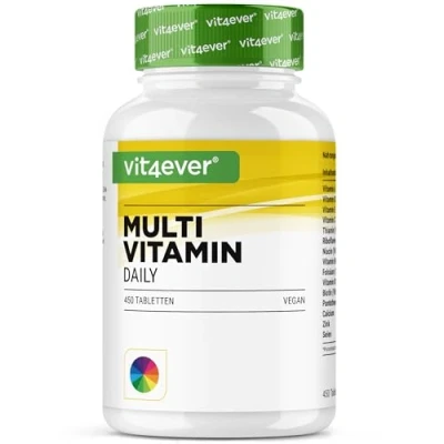 Abbildung von Multivitamin Daily 450 Tabletten mit Bioaktiv Formen 15 Monate Vorrat Wertvolle Mineralien &amp; alle A Z Vitamine Vegan