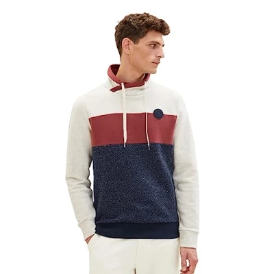 Abbildung von TOM Tailor Langarm MIT Stehkragen Sweatshirt, Herren, Größe: 3XL, Vintage beige melange