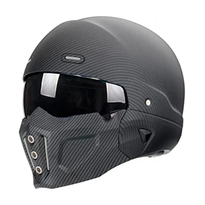 Abbildung von Woljay Offener Helm Integralhelm Motorradhelm Modulare Helme für Unisex Adult Straße Fahrrad Kreuzer Roller DOT ECE genehmigt (X Large,Matte Kohlefaser)