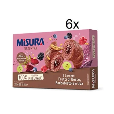 Abbildung von 3x Misura Fibraextra Cornetti integrali Kuchen mit Beeren Trauben Vollkorn 300g