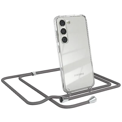 Abbildung von EAZY CASE Handykette kompatibel mit Samsung Galaxy S23 Kette zum Umhängen für Hülle Band aus Silikon stoßfeste transparente Handyhülle als Fallschutz in Anthrazit