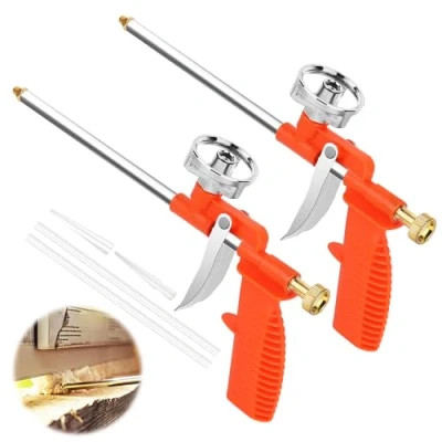 Abbildung von TNOMSNO 2 Stück Schaumpistole, Bauschaumpistole PU Bauschaumpistole, Schaumpistole Bauschaum Set mit 8 Gummidüsen, zum Abdichten, Füllen, Abdichten