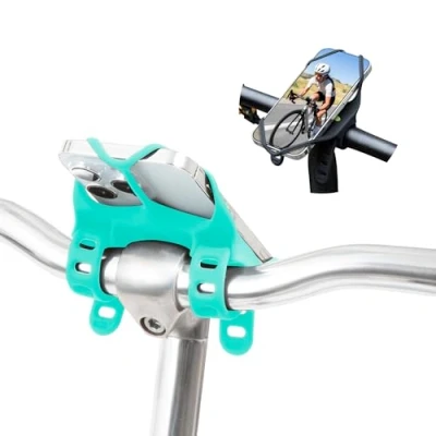 Abbildung von Bone Bike Tie 4 Pro Max,Universelle Dauerhaft Handyhalterung Fahrrad, Fahrradhalter für Lenker und Vorbau, Fahrräder mit Stoßdämpfung, Kompatibel Telefonen von 4,7 bis 7,2 Türkis