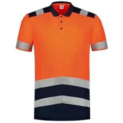 Abbildung von Tricorp 203007 Safety Warnschutz Bicolor Poloshirt, 50% Polyester/50% Polyester, CoolDry, 180g/m², Fluorrot Tinte, Größe 4XL