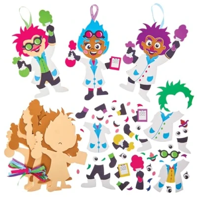 Abbildung von Baker Ross FN067 Mix &amp; Match Dekorationssets für Wissenschaftler 8er Pack, Dekorations Bastelsets Kinder